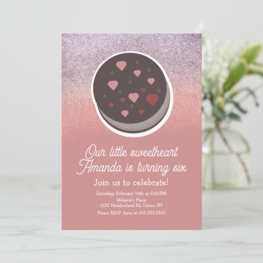 Invitation Cookie Faux Parties scintillant Valentines Jour an (Debout devant)