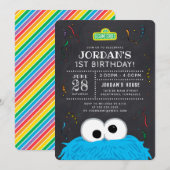 Invitation Cookie Monster Chalkboard Confetti Anniversaire (Devant / Derrière)