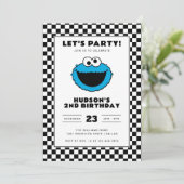 Invitation Cookie Monster Damier Anniversaire (Debout devant)