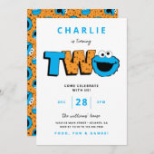 Invitation Cookie Monster - Deuxième anniversaire (Devant / Derrière)