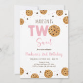 Invitation Cookie rose deux doux deuxième anniversaire (Devant)