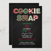 Invitation Cookie Swap Christmas Cookies Red Green Chalkboard (Devant / Derrière)