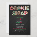 Invitation Cookie Swap Christmas Cookies Red Green Chalkboard<br><div class="desc">Cookie Swap écrit en cookies. arrière - plan de tableau de bord.</div>