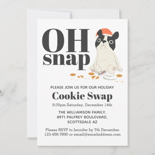 Invitation Cookie Swap Cute Puppy et Cookies (Devant)