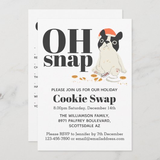 Invitation Cookie Swap Cute Puppy et Cookies (Devant / Derrière)