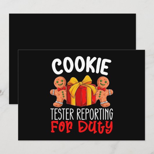 Invitation Cookie Tester Reporting Pour Devoir Drôle Noël (Devant / Derrière)