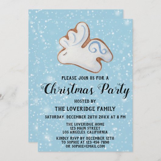 Invitation Cookies blancs Reindeer Fête de Noël (Devant / Derrière)