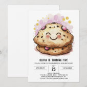 Invitation Cookies Chic Editable Chocolat Anniversaire (Devant / Derrière)