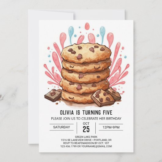 Invitation Cookies Chic Pink Candyland Anniversaire (Devant)
