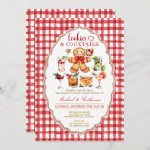 Invitation Cookies & Cocktails Winter Christmas Red Gingham (Devant / Derrière)