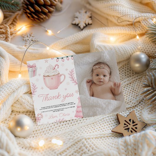 Invitation Cookies & Cocoa Birthday Photo Thank You