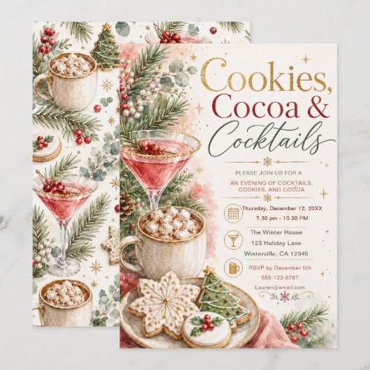 Invitation Cookies, Cocoa et Cocktails (Devant / Derrière)