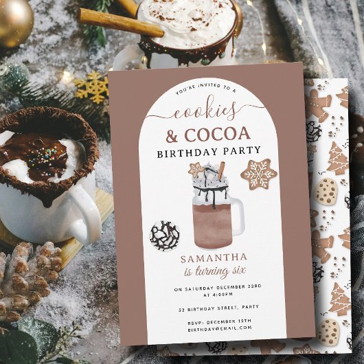 Invitation Cookies & Cocoa Hot Chocolate Kids Winter Birthday