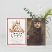 Invitation Cookies & Cocoa Squirrel Enfant's Birthday Photo (Debout devant)