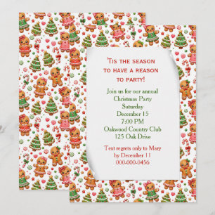Invitation Cookies de Noël au gingembre et cannes de bonbon