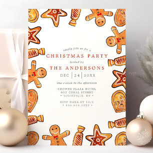 Invitation Cookies de Noël au pain d'épice aquarelle Fête de