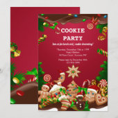 Invitation Cookies de Noël Décoration et échange (Devant / Derrière)