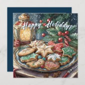 Invitation Cookies de Noël décorés Dîner de Fêtes (Devant / Derrière)