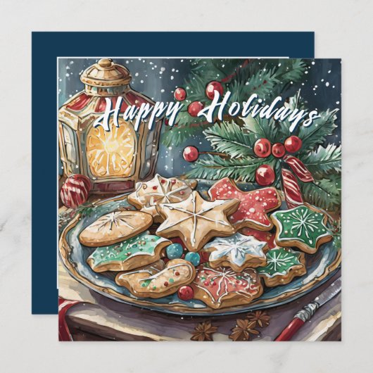 Invitation Cookies de Noël décorés Dîner de Fêtes (Devant / Derrière)