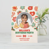 Invitation Cookies de Noël d'hiver colorés photo anniversaire (Debout devant)