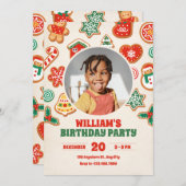 Invitation Cookies de Noël d'hiver colorés photo anniversaire (Devant / Derrière)