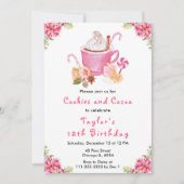 Invitation Cookies de Noël et cacao Fête Anniversaire rose (Devant)