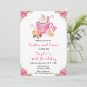 Invitation Cookies de Noël et cacao Fête Anniversaire rose (Debout devant)