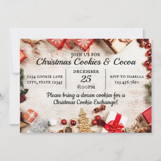 Invitation Cookies de Noël et cacao hiver (Devant)