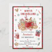 Invitation Cookies de Noël et cacao Hiver Onederland (Devant)