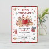 Invitation Cookies de Noël et cacao Hiver Onederland (Debout devant)