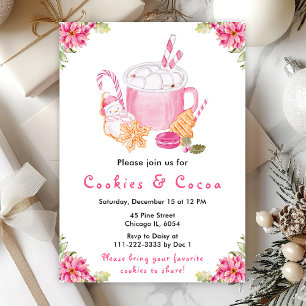 Invitation Cookies de Noël et cacao rose