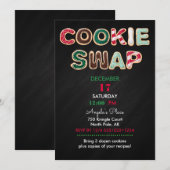 Invitation Cookies de Noël pour échange de biscuits sur table (Devant / Derrière)