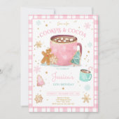 Invitation Cookies de Noël roses et d'or et anniversaire de c (Devant)