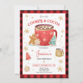 Invitation Cookies de Noël rouge et or et cacao Anniversaire (Devant)