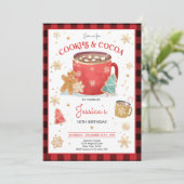 Invitation Cookies de Noël rouge et or et cacao Anniversaire (Debout devant)