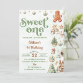 Invitation Cookies de Noël Sweet One 1st Birthday Party (Debout devant)