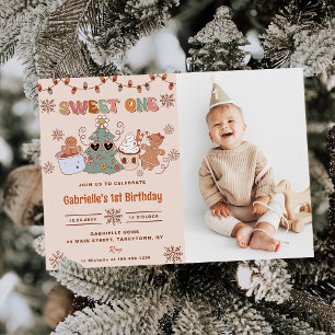 Invitation Cookies de Noël Sweet One 1st Birthday Photo