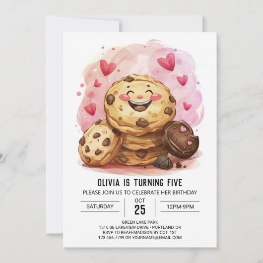 Invitation Cookies en ligne rose imprimable Anniversaire (Devant)