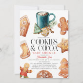 Invitation Cookies et cacao Baby shower de Noël (Devant)