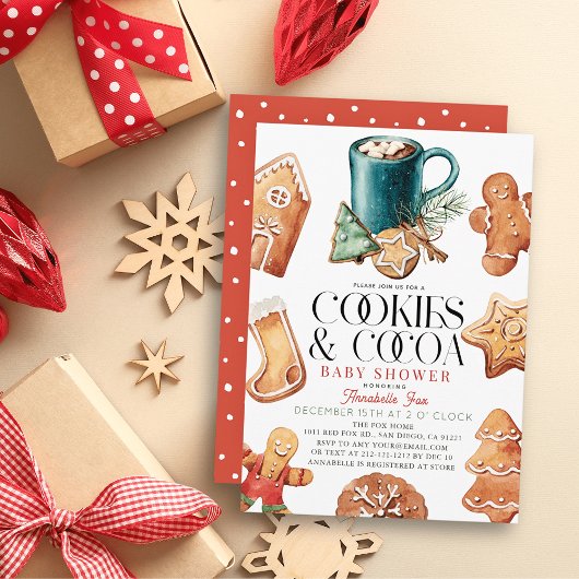 Invitation Cookies et cacao Baby shower de Noël
