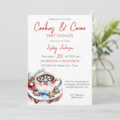 Invitation Cookies et cacao baby shower de Noël d'hiver (Debout devant)