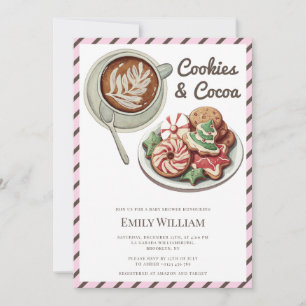 Invitation Cookies et cacao Chaud Pastel Baby shower rose