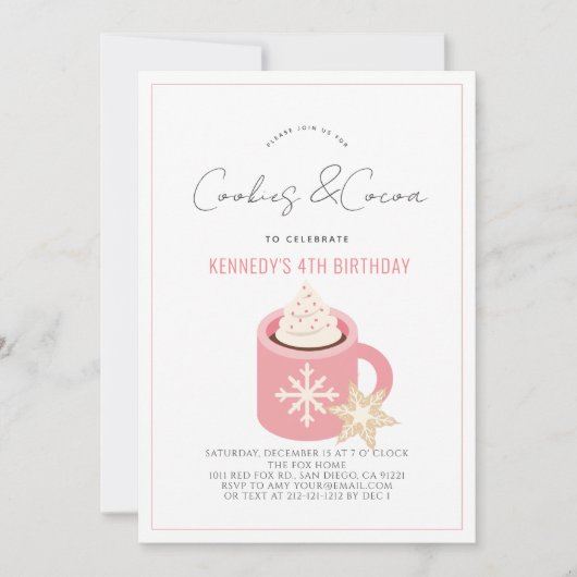 Invitation Cookies et cacao Chocolat chaud Mug rose Anniversa (Devant)