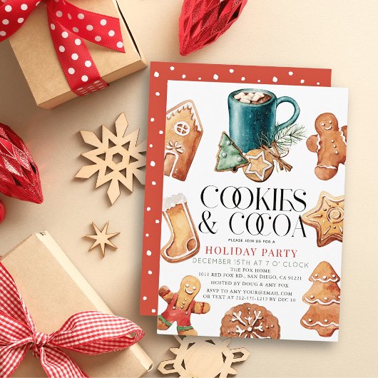 Invitation Cookies et cacao Fête de Noël