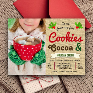 Invitation Cookies et cacao   Fête de Noël au chocolat chaud