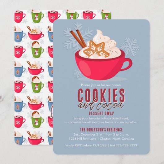 Invitation Cookies et cacao Goût de Noël dans une Mug (Devant / Derrière)