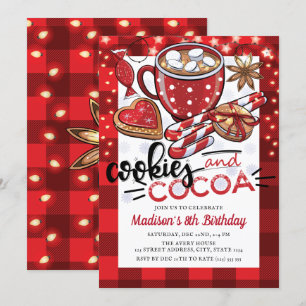 Invitation Cookies et cacao Noël anniversaire