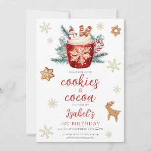 Invitation Cookies et cacao Noël Fête d'anniversaire