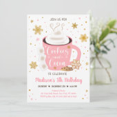 Invitation Cookies et cacao Pink Gold Winter Anniversaire (Debout devant)
