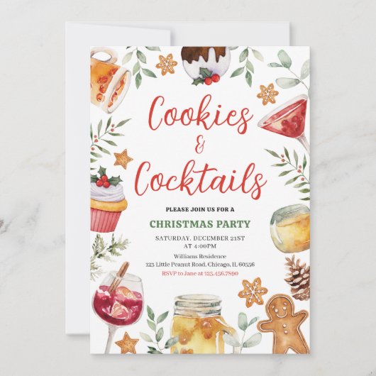 Invitation Cookies et cocktails Fête de Noël (Devant)